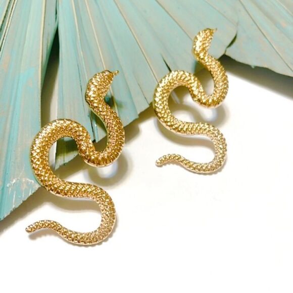 Snake earrings in gold #130 - Picture 2 of 5